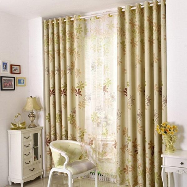 

curtain & drapes modern and simple pastoral refreshing seven-leaf clover printing high shading all- curtains for living room bedroom