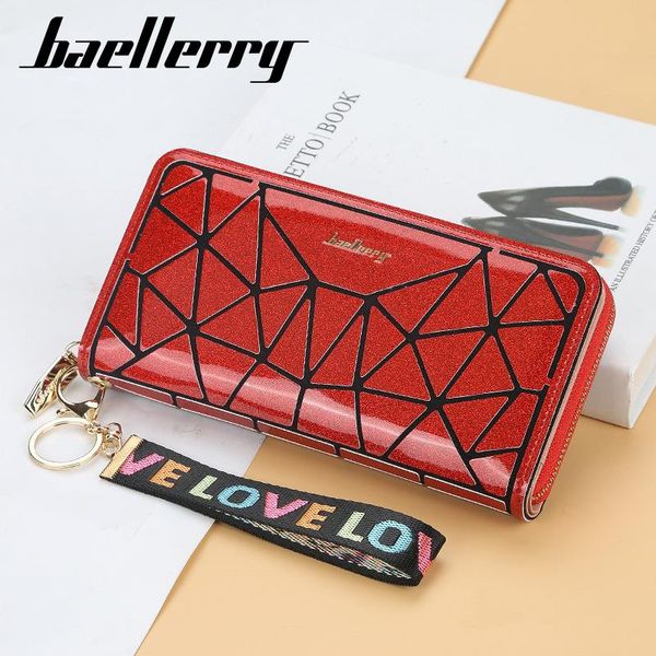 

wallets baellerry leather women korean phone wallet clutch card holder geometry designer purse, Red;black