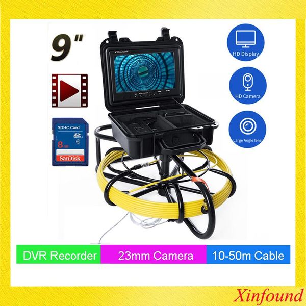 

cameras 9inch pipe inspection camera 10/20/30/40/50m sewer with dvr 8gb card drain industrial endoscope ip68 8500mha battery