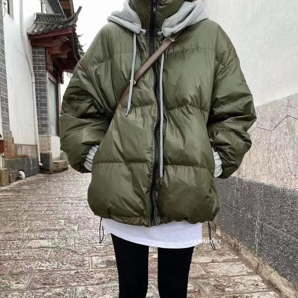 

women's down & parkas casual colorblock hooded long sleeve korean fashion loose green temperament female coat winter jacket, Black