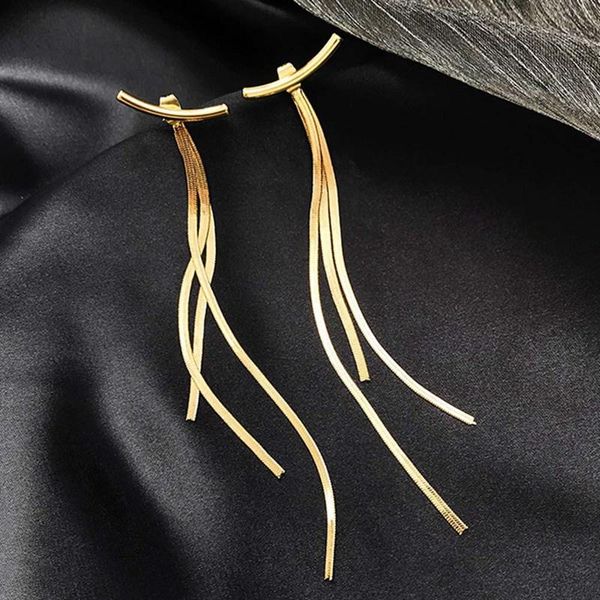 

vintage bar long thread tassel drop earrings for women glossy arc geometric korean earring fashion jewelry 2021 new, Silver