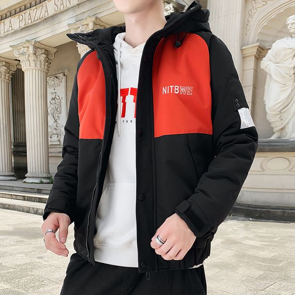 

New 2021 Casual Hooded Men Fashion Patchwork Slim Fit Coat Thick Warm Mens Winter Coats and Jackets 841g, Black