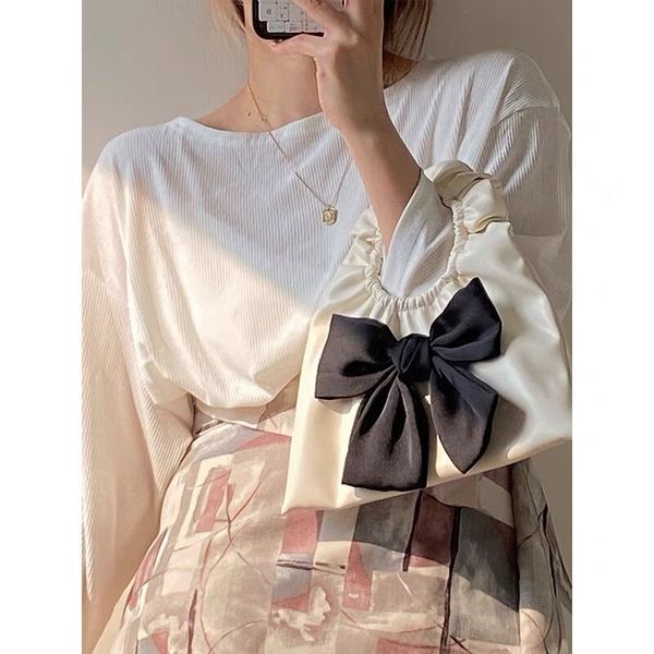 

xia lovely carrying bag 2021 korean new wrinkled girl concave bow mini bag