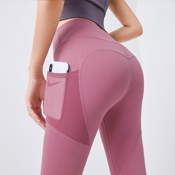 

women's leggings fitness women push up gym womens clothing elastic with gauze pocket mesh sports pants female, Black