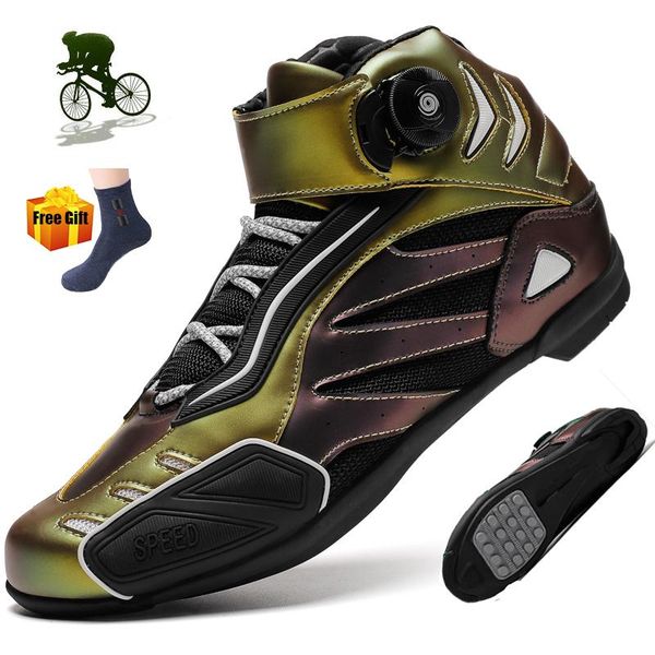 

cycling footwear motorcycle boots sport non-slip moto riding boot zapatillas de ciclismo outdoor rubber sole road bike sneakers men shoes, Black
