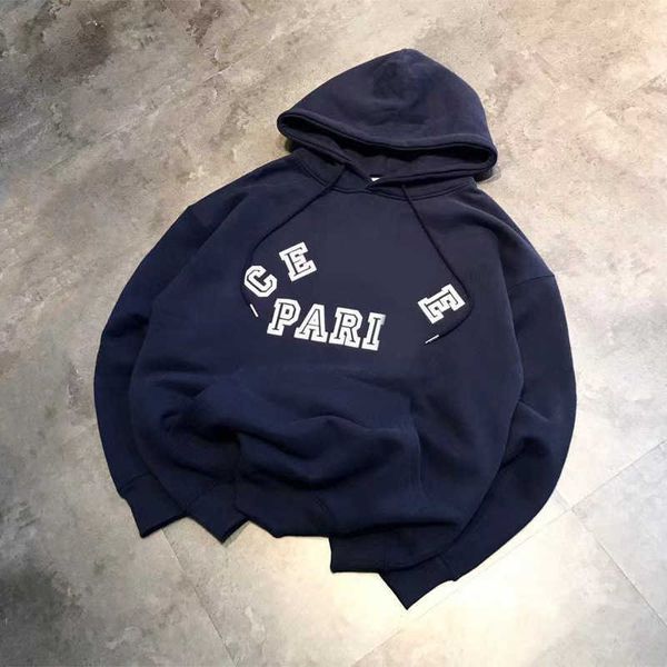 

men's hoodies cel 2021 winter plush sweater tide brand plug + letter hollowed out printing casual hoodie for men and women, Black