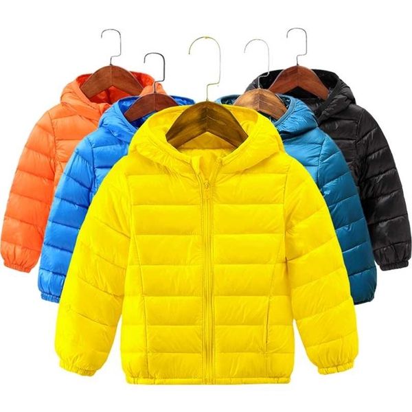 Jungen Mädchen Wintermantel Ultraleichte Daunenjacke Kinder Oberbekleidung mit Kapuze Leichte Top-Kleidung 1-8 Jahre 211027