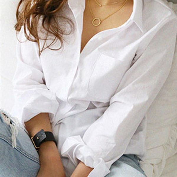 

collar casual fashion women shirt long sleeve solid turn down button white shirts blusas chemise blanche femme s