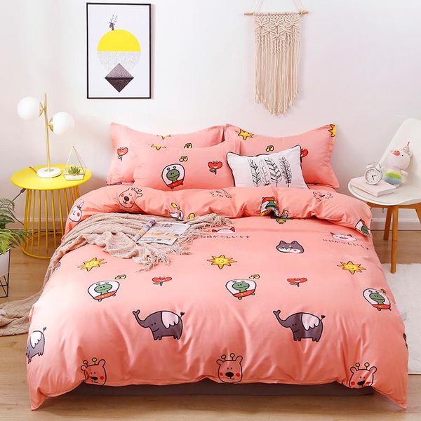 

bedding sets cartoon animals kawaii zoo pink comforter set cute luxury fashion king  twin size bed linen duvet cover gifts