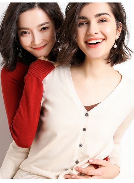 

new 2020 autumn winter women long sleeve knitted button up cardigan v neck knitted korean clothes mujer outerwear feminino, Black