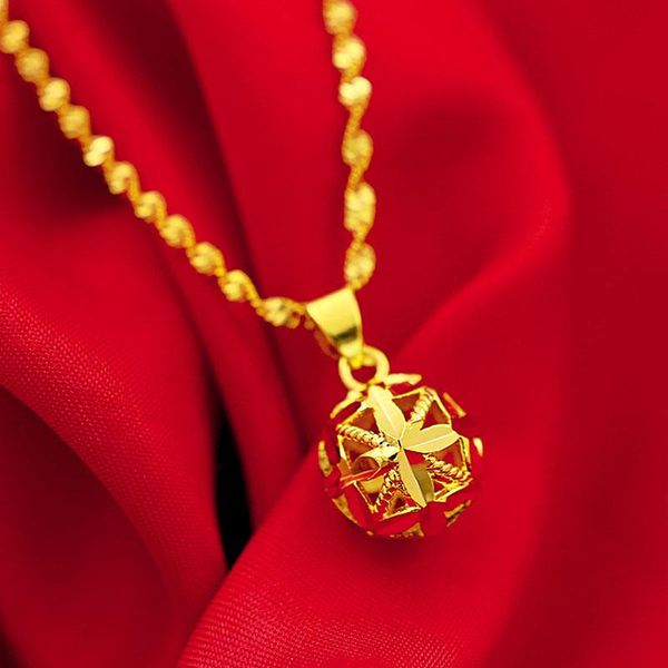 

pendant necklaces fashion necklace for women yellow gold color flower ball wedding engagement jewelry african clavicle chain choker, Silver
