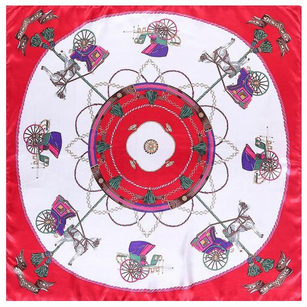 

scarves pobing women scarf tassel carriage print hijab silk satin shawl foulard square head lady wraps 90x90cm, Blue;gray