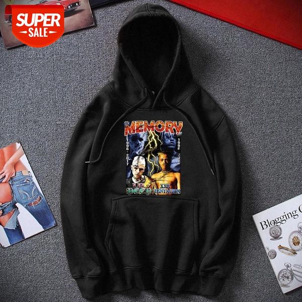 

new hombre sudaderas vintage design lil peep & xxxtentacion hoodie tribute hip hop streetwear cotton fleece hoodies #yl4n, Black
