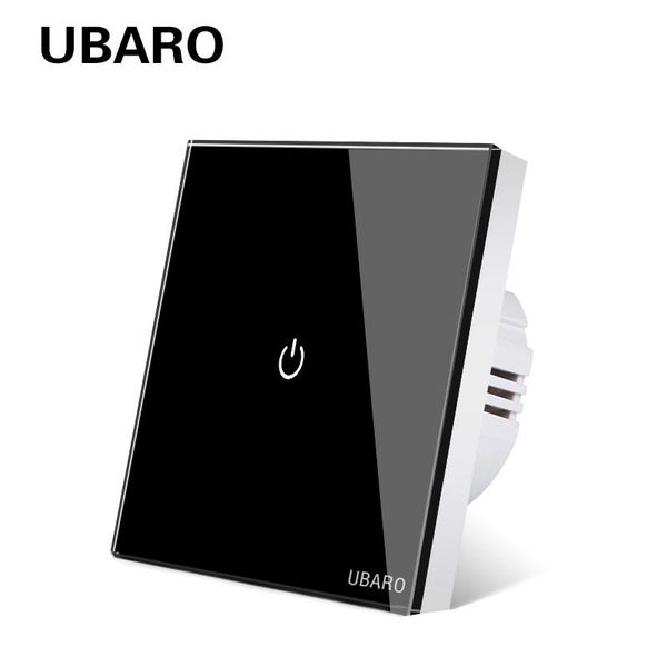 

smart home control ubaro eu black tempered luxury crystal glass panel touch switch led power interrupteur mural manette wall switches 1 gang