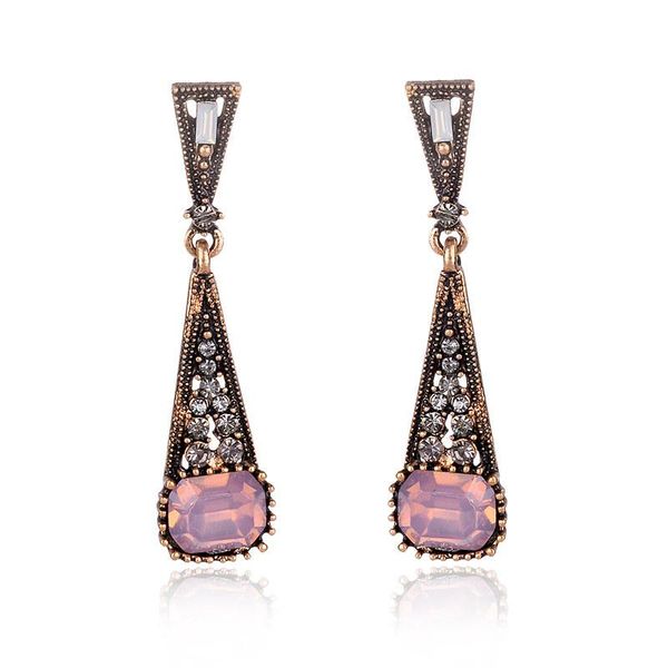 

dangle & chandelier lubov colorful opal stone earrings rhinestone inlaid antigold color triangle metal drop elegant women jewelry, Silver