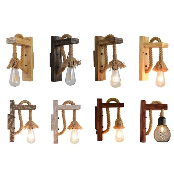 

e27 american style pastoral rope vintage wooden wall lamp(without bulb)