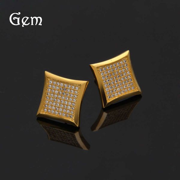 

hip hop fashion products with 128 zircon square earrings, Silver