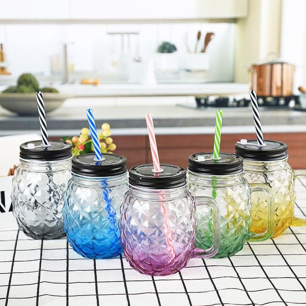 

wine glasses multicolor design home party drinkwares lead-glass bottle cups for water juice with straw 210525-02
