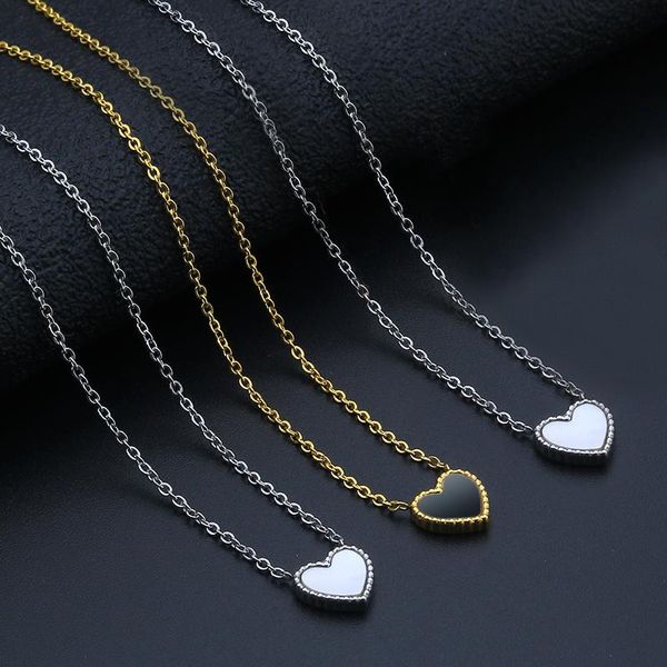 

chains heart pendants necklace shell natural stone men chain with pendant stainless steel jewelry women vintage, Silver