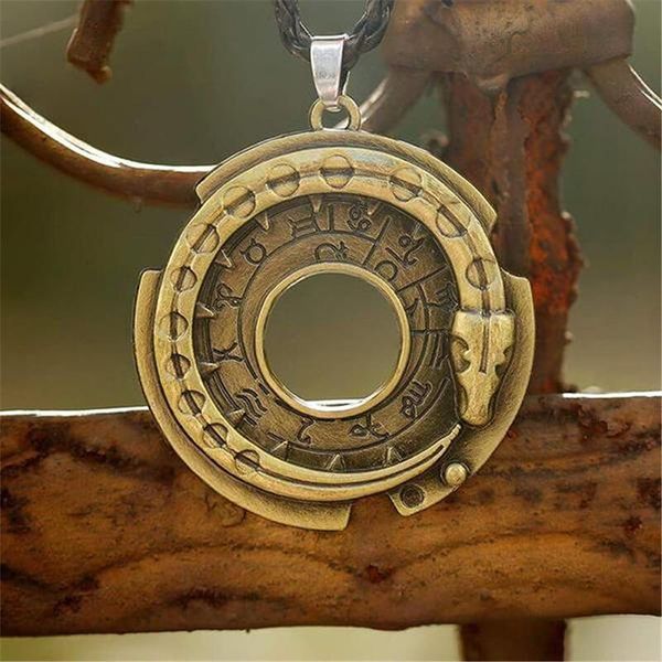 

trendy fashion domineering retro punk gothic game peripheral round pendant men's hip hop party accessories pendant jewelry gift, Silver