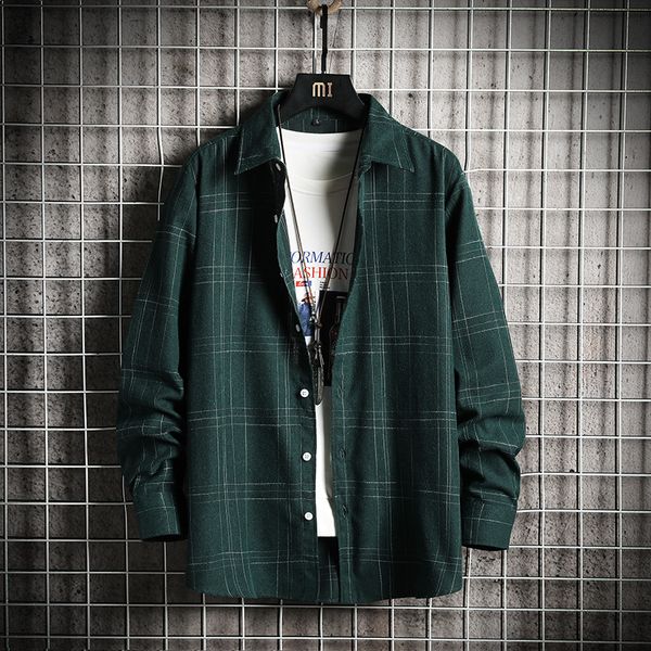 

2021 new nova masculina magro ajuste camisas vestido de negcios manga longa do exrcito casual turn down neck camisa outono denim fkje, White;black