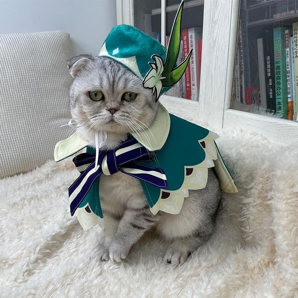 

cat costumes venti klee-ensemble clothes for the cosplay of pets, with a hood and scarf, product, 2021