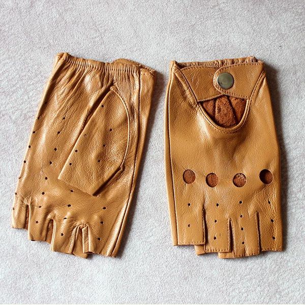 

five fingers gloves leather half-finger women' thin short unlined spring, summer and autumn outdoor motorcycle riding driving fingerle, Blue;gray