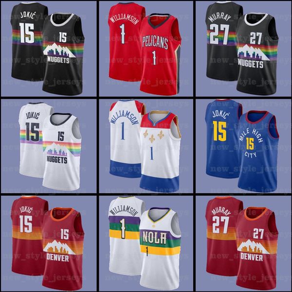 

ncaa duke 1 zion 15 nikola williamson murray jokic 27 jamal b5 denver nuggets new orleans pelicans men basketball jerseys, Black;red