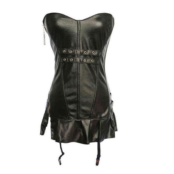

fun underwear imitation leather style side zipper back adjustable bandage corset