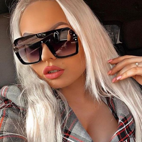 

sunglasses 2021 oversized one piece shield for women vintage black graident cool sun glasses men rimless shades, White;black