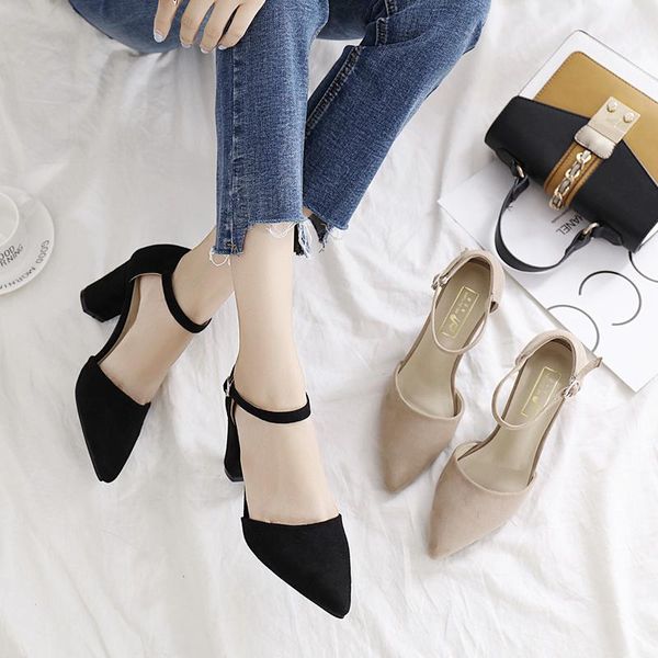 

dress shoes spring fashion versatile shallow mouth high heels, Black