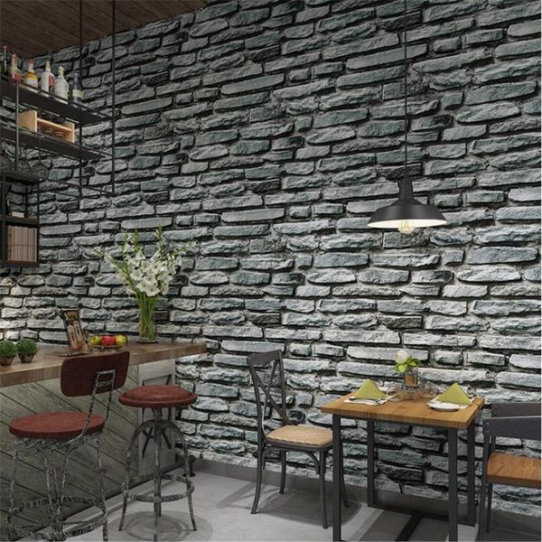 

wallpapers papier peint wallpaper 3d brick retro vintage blue antique background waterproof restaurant cafe