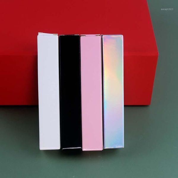 

storage bottles & jars 100pcs/lot paper box white/black/pink/laser for lip gloss tube cosmetics packaging 21*21*121mm wholesale