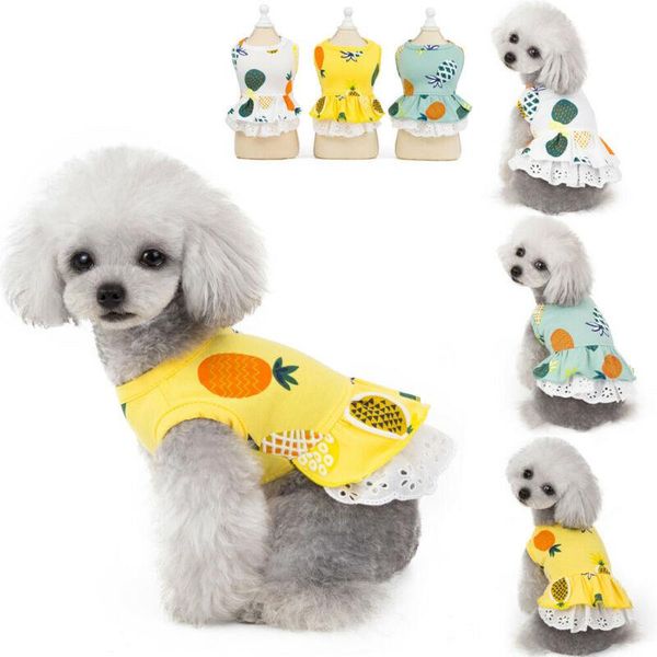 

dog apparel pineapple small clothes pet puppy cute vest cat pajamas summer