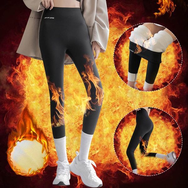 

women's pants & capris warm and thickened cashmere wear in winter high waist lamb leggings cold resistant trousers#8, Black;white