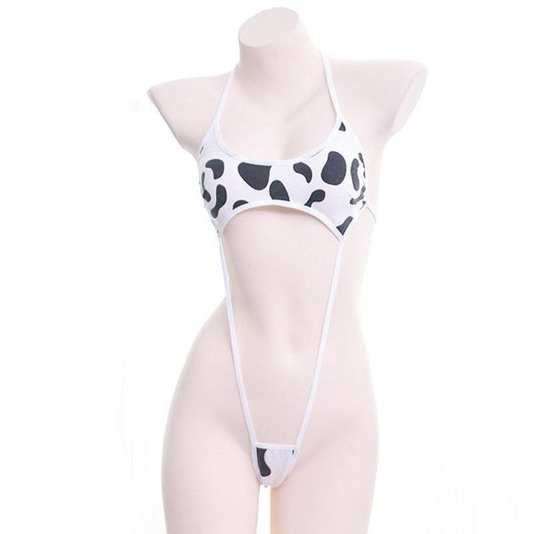 

bras sets kawaii black white cow print mini backless one piece micro bikini jumpsuit erotic costumes bodysuit for women lingerie, Red;black