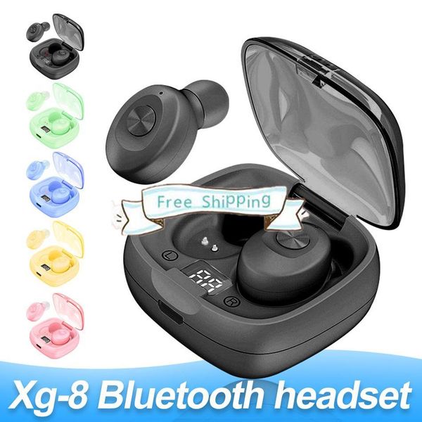 

dhl xg-8 tws bluetooth earphones stereo wireless earbud mini headset waterproof led power display with retail box