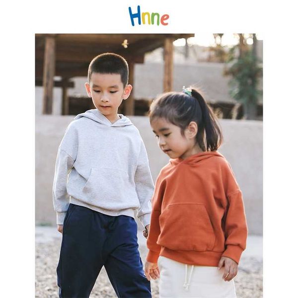 

hnne autumn casual kids hoodies thin soft comfortable hooded sweatshirts boys girl children jogger pullover hj151165 211029, Black