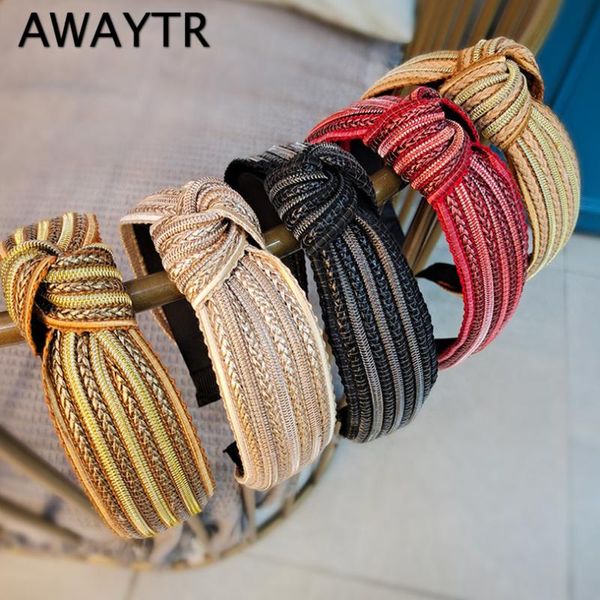 

hair accessories awaytr fashion winter women weaving middle knot wide-brimmed headband hoop girl's wild bands headwear