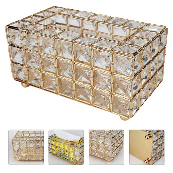 

tissue boxes & napkins 1 pc living room rhinestone case bedroom tea table napkin box (golden)