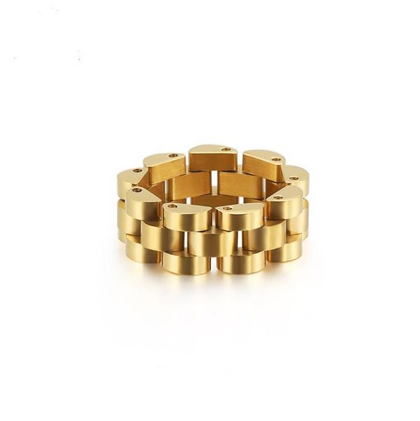 

cluster rings titanium steel watch chain hook joining stainless men's simple ring, Golden;silver