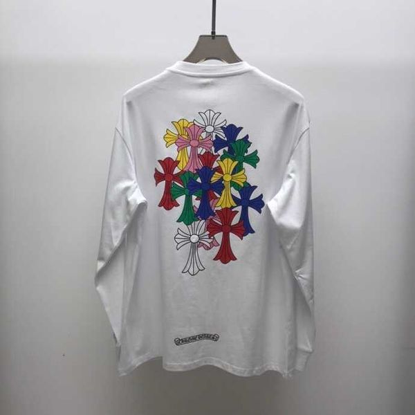 

autumn winter ch crowe long sleeve t-shirt men's cotton cross sanskrit color printed loose tide brand pure cotton i4x6, White;black