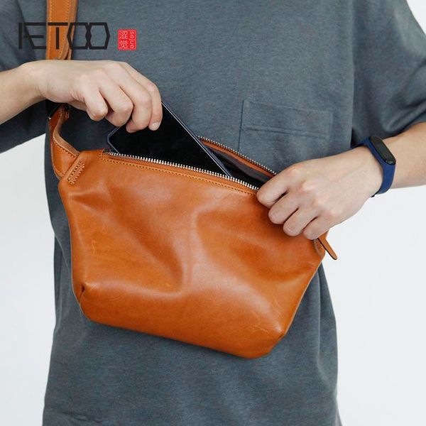 

hbp aetoo men's leather chest bag, fashion trend large-capacity messenger bag