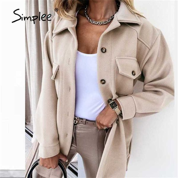

office lapel jacket women autumn winter casual long sleeve female coat black white fashion business shirt jackets 211109, Black;brown