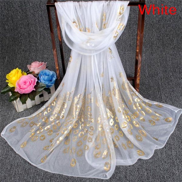 

girl long silk scarves soft gold peacock chiffon wrap shawl pashmina scarves, Blue;gray
