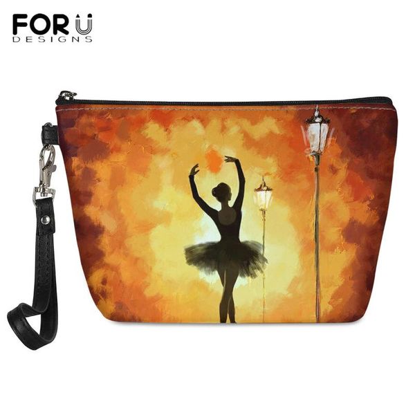 

cosmetic bags & cases forudesigns pu leather pouch oil painting art dance girl print bag for lady waterproof small travel makeup