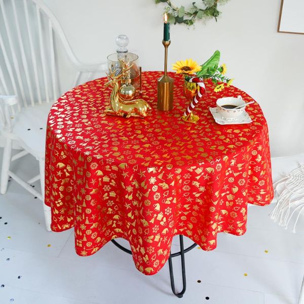 

table cloth cotton linen round tablecloth christmas snowflake dust-proof meal deskcover decoration fabric print bar