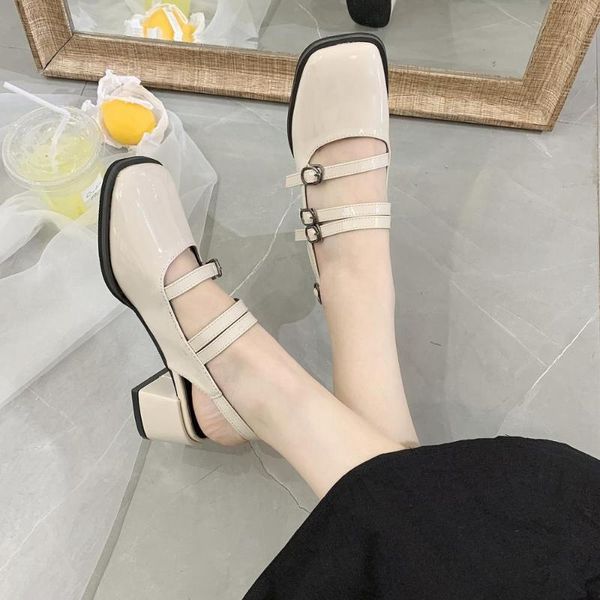 

closed toe sandals med 2021 women's mary jane clear heels all-match spring shoes suit female beige espadrilles platform medium, Black