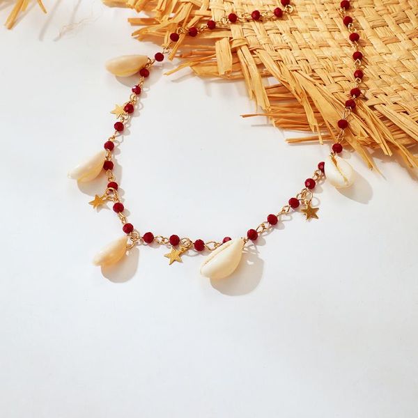 

chains summer shell star chain choker necklace jewelry bohemian red bead for women accessories collar 2021, Silver