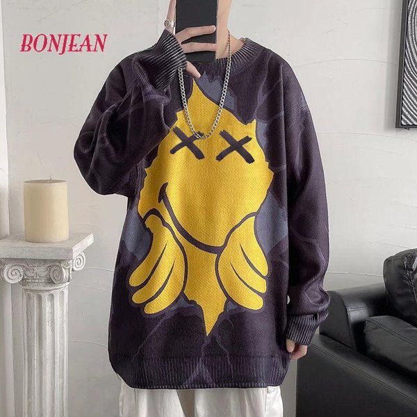 

women's sweaters 2021 harajuku cartoon print sweater fashion loose round neck korean oversized top, White;black